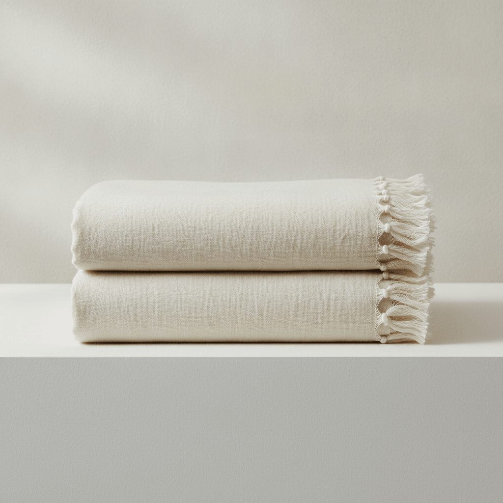 Throw · hand-knotted fringe